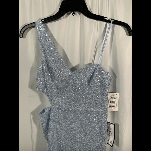 NWT $265 Aidan by Aidan Mattox One-Shoulder Sequin‎ Gown Mist [ SZ 8 ] #E923 - Picture 4 of 12